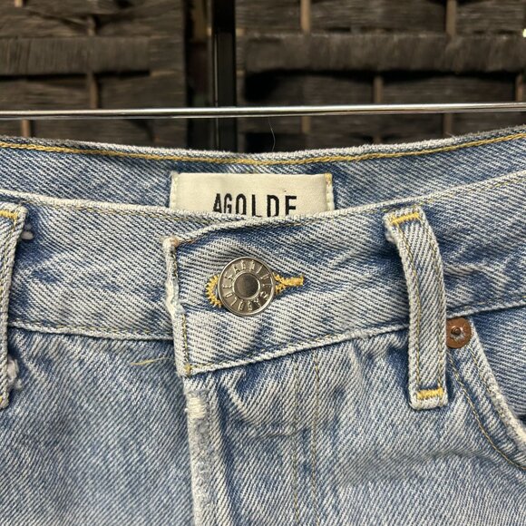 Agolde Parker Butterfly Medium Wash Denim Distress Cut off Jean Short Size 27 - Picture 5 of 7